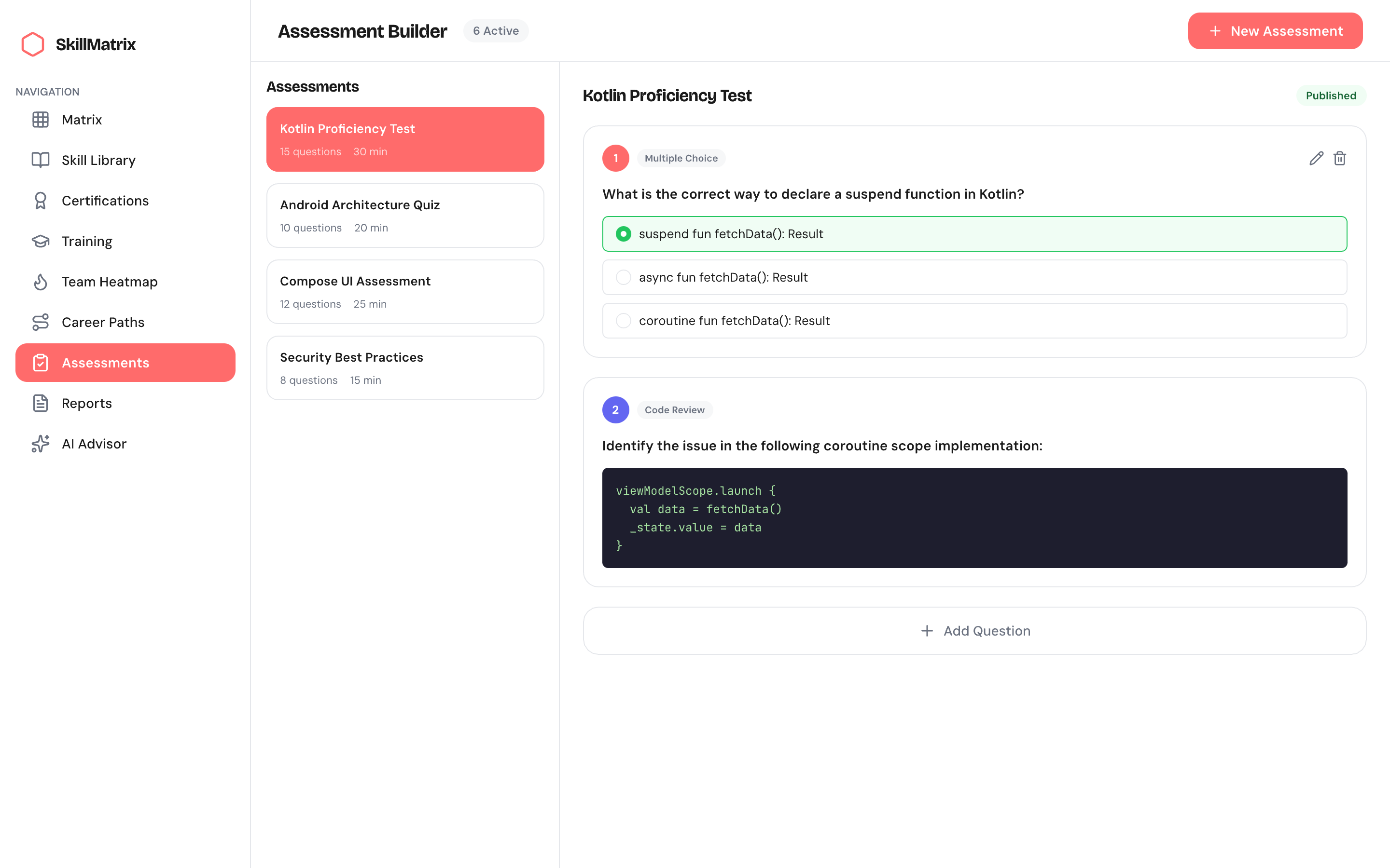 SkillMatrix - Assessment Builder